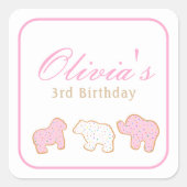 Frosted circus Animal Cookies verjaardagsfeestje d Vierkante Sticker (Voorkant)