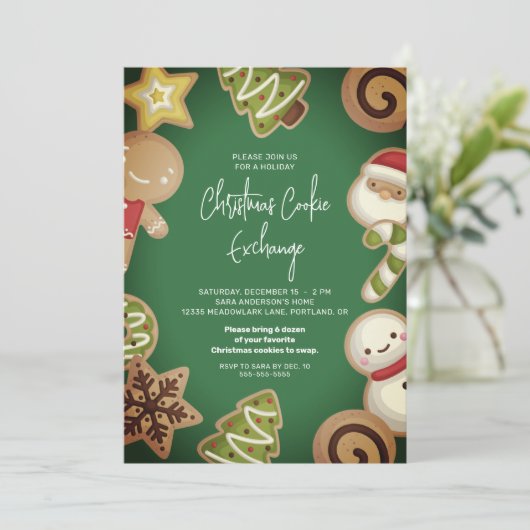 Frosted Cookie Exchange Kerstfeest Kaart (Staand voorkant)