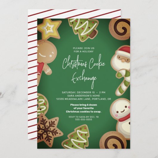 Frosted Cookie Exchange Kerstfeest Kaart (Voorkant / Achterkant)