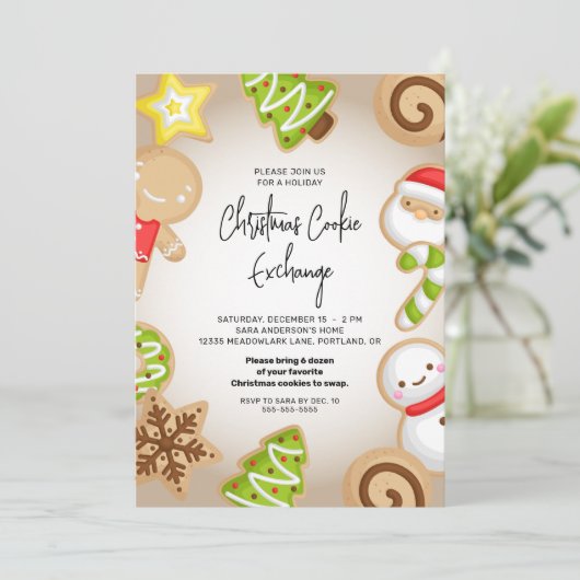 Frosted Cookie Exchange Kerstfeest Kaart (Staand voorkant)