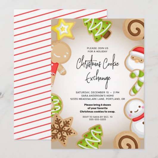 Frosted Cookie Exchange Kerstfeest Kaart (Voorkant / Achterkant)