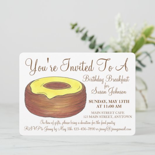 Frosted Croissant Donut Doughnut Breakfast Brunch Kaart (Staand voorkant)