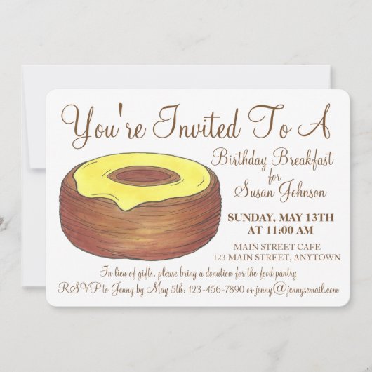 Frosted Croissant Donut Doughnut Breakfast Brunch Kaart (Voorkant)