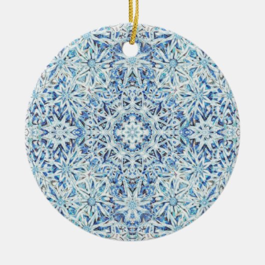 Frosted Crystal Bloom — Intricate Snowflake Design Keramisch Ornament (Voorkant)
