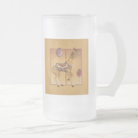 Frosted Cup - Carrousel Giraffe Matglas Bierpul (Rechts)