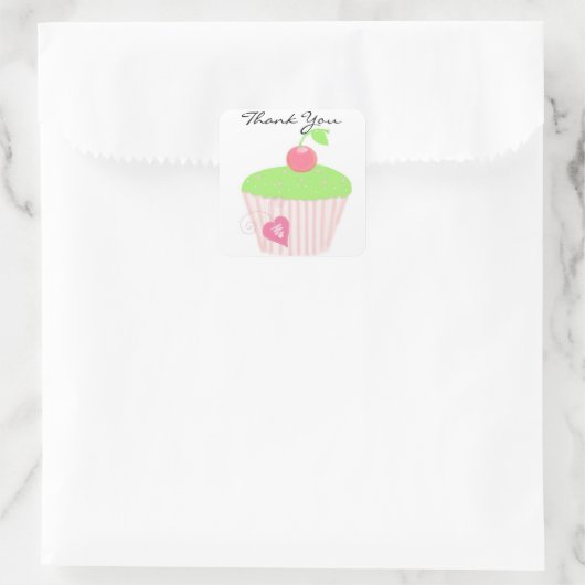 Frosted Cupcake Bedankt Vierkante Sticker (Tas)