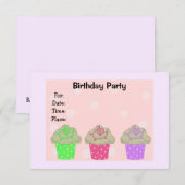 Frosted Cupcake Birthday Party Invitation Kaart (Voorkant / Achterkant)
