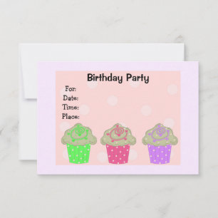 Frosted Cupcake Birthday Party Invitation Kaart