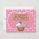 Frosted Cupcake Custom Sweet Sixteen Party Kaart (Voorkant)