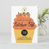 Frosted Cupcake Ghost Costume Halloween Party Kaart (Staand voorkant)