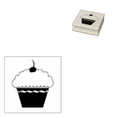 Frosted Cupcake met Cherry Rubber Stamp Rubberstempel (Gestempeld)
