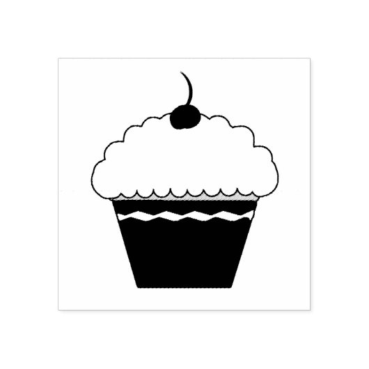 Frosted Cupcake met Cherry Rubber Stamp Rubberstempel (Afrduk)