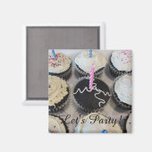 Frosted Cupcakes Let's Party Magneet (Voorkant / Achterkant)