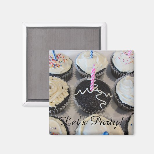 Frosted Cupcakes Let's Party Magneet (Voorkant / Achterkant)