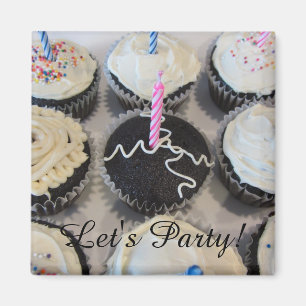 Frosted Cupcakes Let's Party Magneet