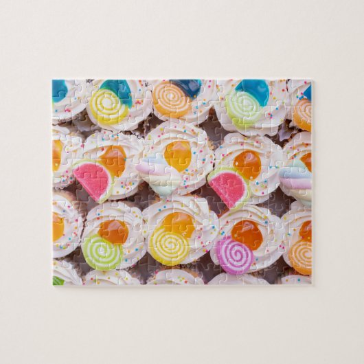 Frosted Cupcakes met Sprinkles en Decoraties Legpuzzel (Horizontaal)