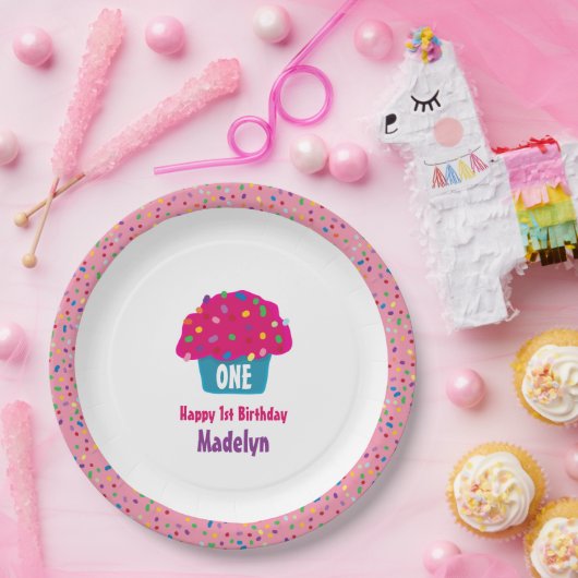 Frosted Cupcakes Rainbow Sprinkle Baking Design Papieren Bordje (Feest)