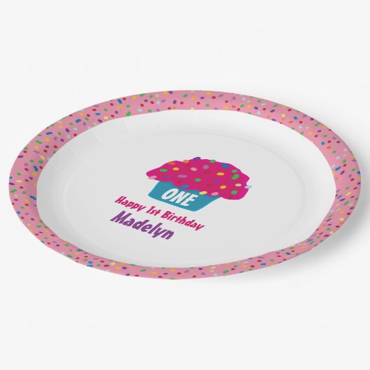 Frosted Cupcakes Rainbow Sprinkle Baking Design Papieren Bordje (Gekanteld)