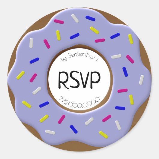 Frosted Doughnut Sprinkles RSVP Blue Envelope Seal Ronde Sticker (Voorkant)