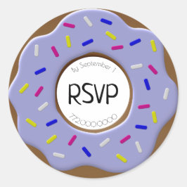 Frosted Doughnut Sprinkles RSVP Blue Envelope Seal Ronde Sticker