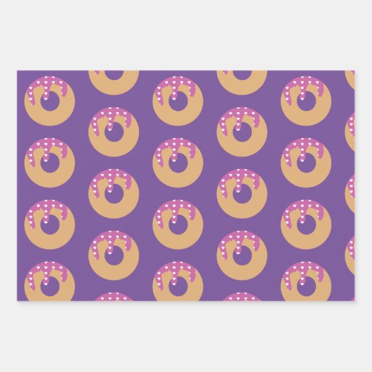 Frosted Dripping Donuts Hearts Patroon Inpakpapier Vel (Voorkant 3)