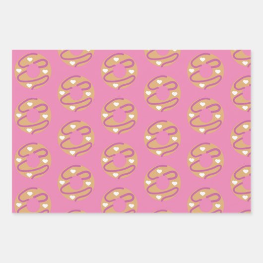 Frosted Dripping Donuts Hearts Patroon Inpakpapier Vel (Voorkant 2)