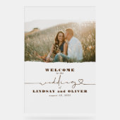 Frosted Elegant Bruiloft Welkomstfotobord Acryl Bord (Voorkant)