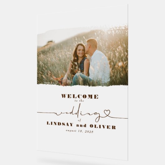 Frosted Elegant Bruiloft Welkomstfotobord Acryl Bord (Hoek)