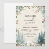 Frosted Evergreen Winter Wedding Kaart (Voorkant / Achterkant)