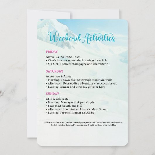 Frosted & Fabulous Après Ski Birthday Getaway Kaart (Achterkant)