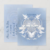 Frosted Fairy Tale Blue Save the Date Briefkaart (Voorkant / Achterkant)