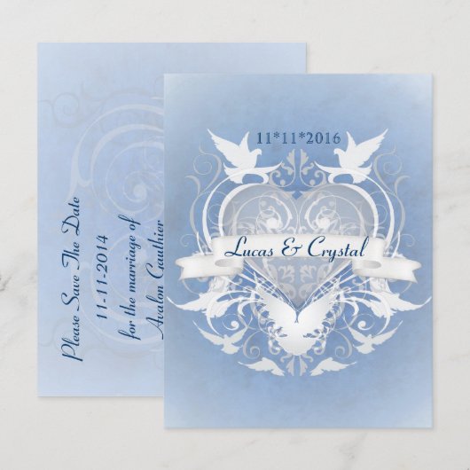 Frosted Fairy Tale Blue Save the Date Briefkaart (Voorkant / Achterkant)