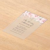 Frosted Floral Butterfly Pink Memorial Service Acryl Uitnodigingen (Laagn)