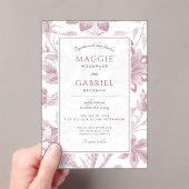 Frosted Floral Dusty Pink Wedding Acryl Uitnodigingen (Insitu (Draagbaar))