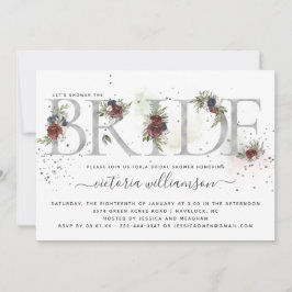 Frosted Floral Silver Winter Vrijgezellenfeest Kaart