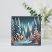 Frosted Forest Kerstlandschap Flat Holiday Kaart (Staand voorkant)