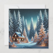 Frosted Forest Kerstlandschap Flat Holiday Kaart (Voorkant)