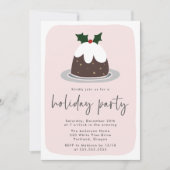 Frosted Fruitcake Holly Pink & Red Holiday Party Kaart (Voorkant)