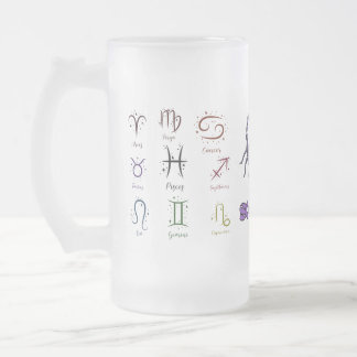 Frosted Glass Beer Mug ECC,ESMALTADO ZODIACAL Matglas Bierpul