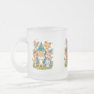 Frosted Glass Mok - 10 oz   Leuke dierlijke illust
