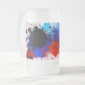 Frosted Glass Mok 16 oz - Abstracte kleur spatten (Voorkant links)
