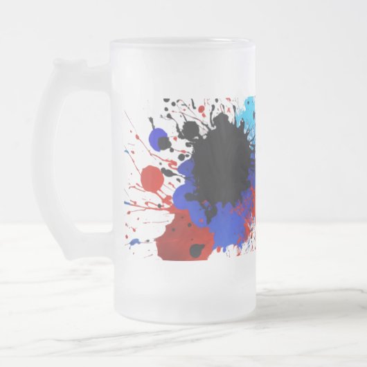 Frosted Glass Mok 16 oz - Abstracte kleur spatten (Links)