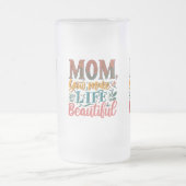 Frosted Glass Mok 16 oz - "Mama, je maakt het leve (Center)