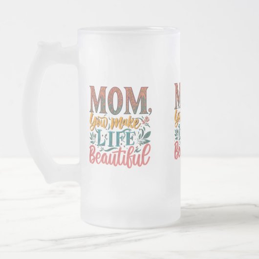 Frosted Glass Mok 16 oz - "Mama, je maakt het leve (Links)