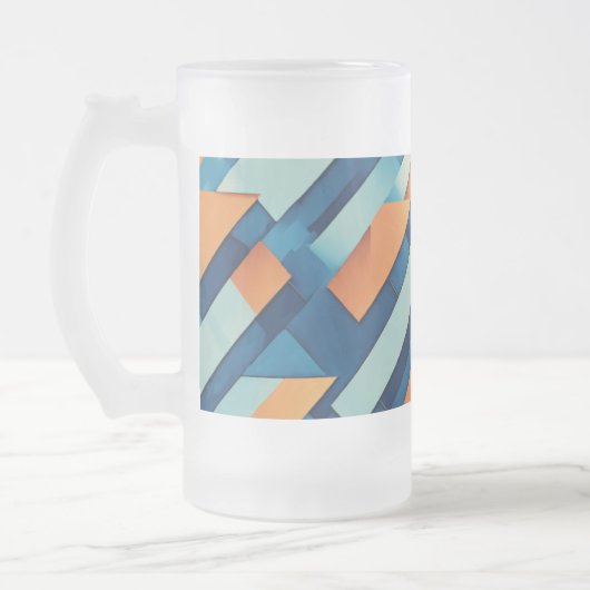 Frosted Glass Mok 16 oz - Minimalistische geometri (Links)