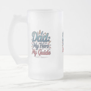Frosted Glass Mok - 16 oz: "Papa: mijn held, mijn
