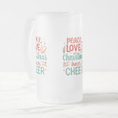 Frosted Glass Mok 16 oz - Peace, Love & Christmas (Voorkant links)