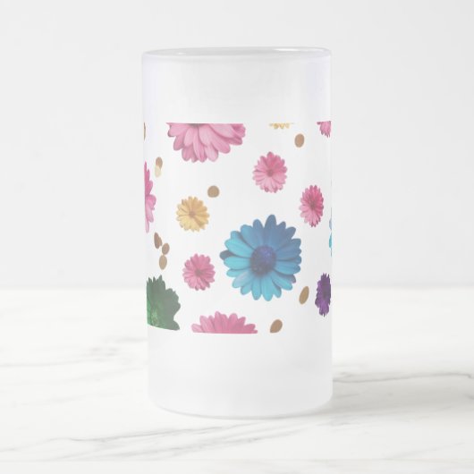 Frosted Glass Mok - Floral Explosion Design (16oz) (Center)
