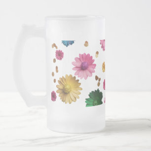 Frosted Glass Mok - Floral Explosion Design (16oz)