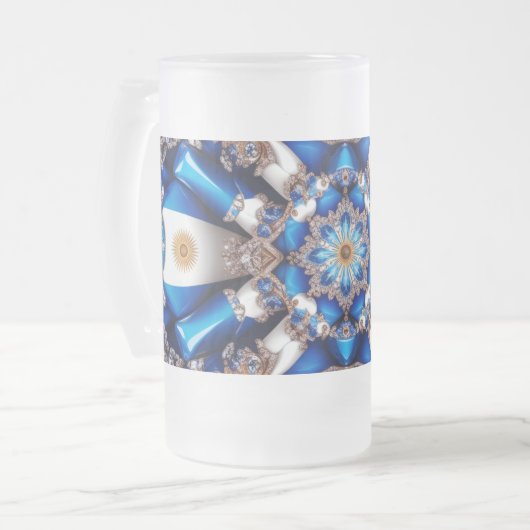 Frosted Glass Mok met Argentijnse kleuren ontwerp (Voorkant links)